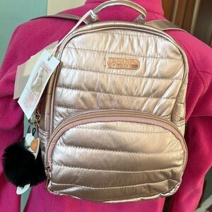 Jessica Simpson   Mini backpack  Rose & Rose gold  Shimmer   Quilted Puffer
